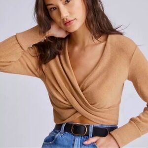 Anthropologie Criss Cross Crop Sweater